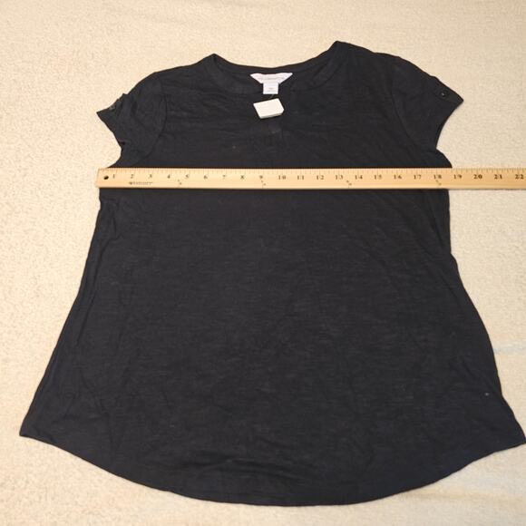 Liz Claiborne Womens Black Cap Sleeve Pullover Top Petite Medium NWT PM - Picture 9 of 9